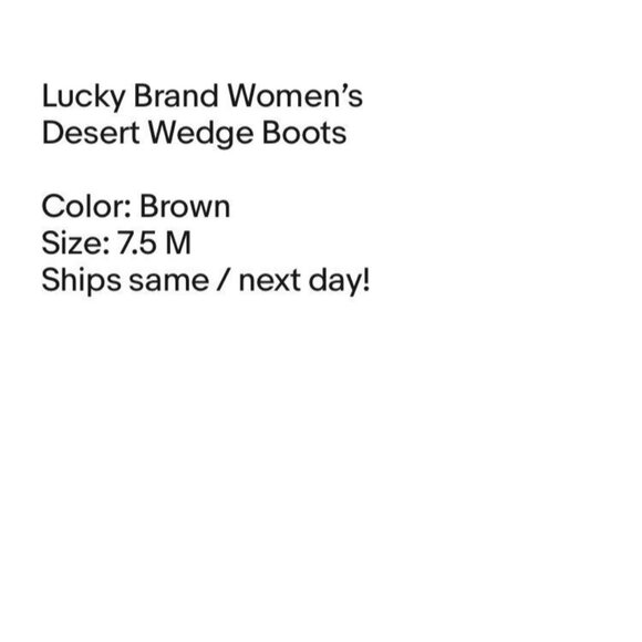 Lucky Brand Boots Womens 7.5 M Junes Desert Wedge Ankle Bootie Brown Leather - Picture 13 of 13